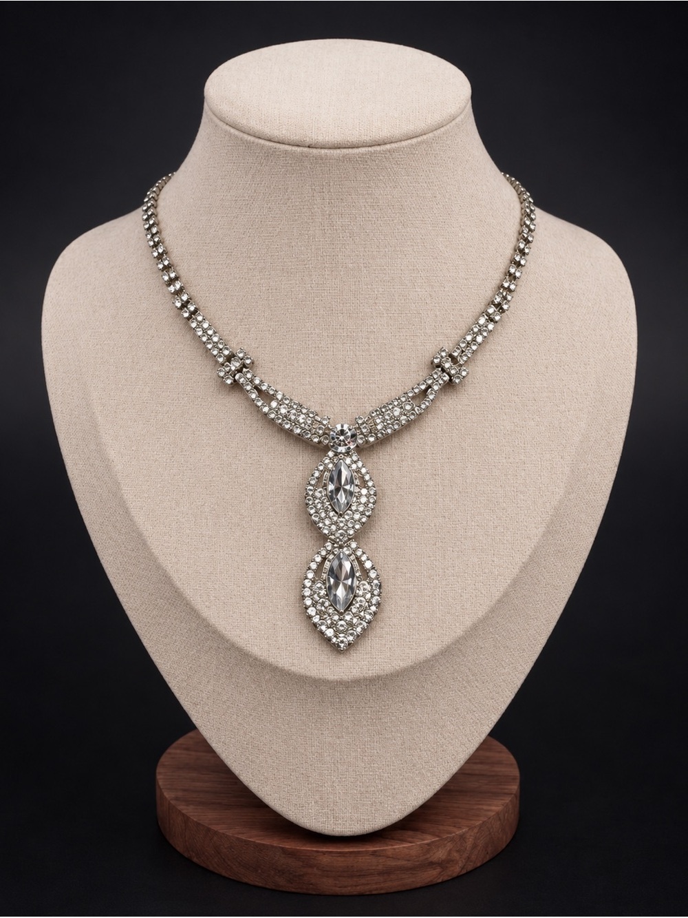 Christina Signed Clear Rhinestone Négligée Choker Necklace Vintage